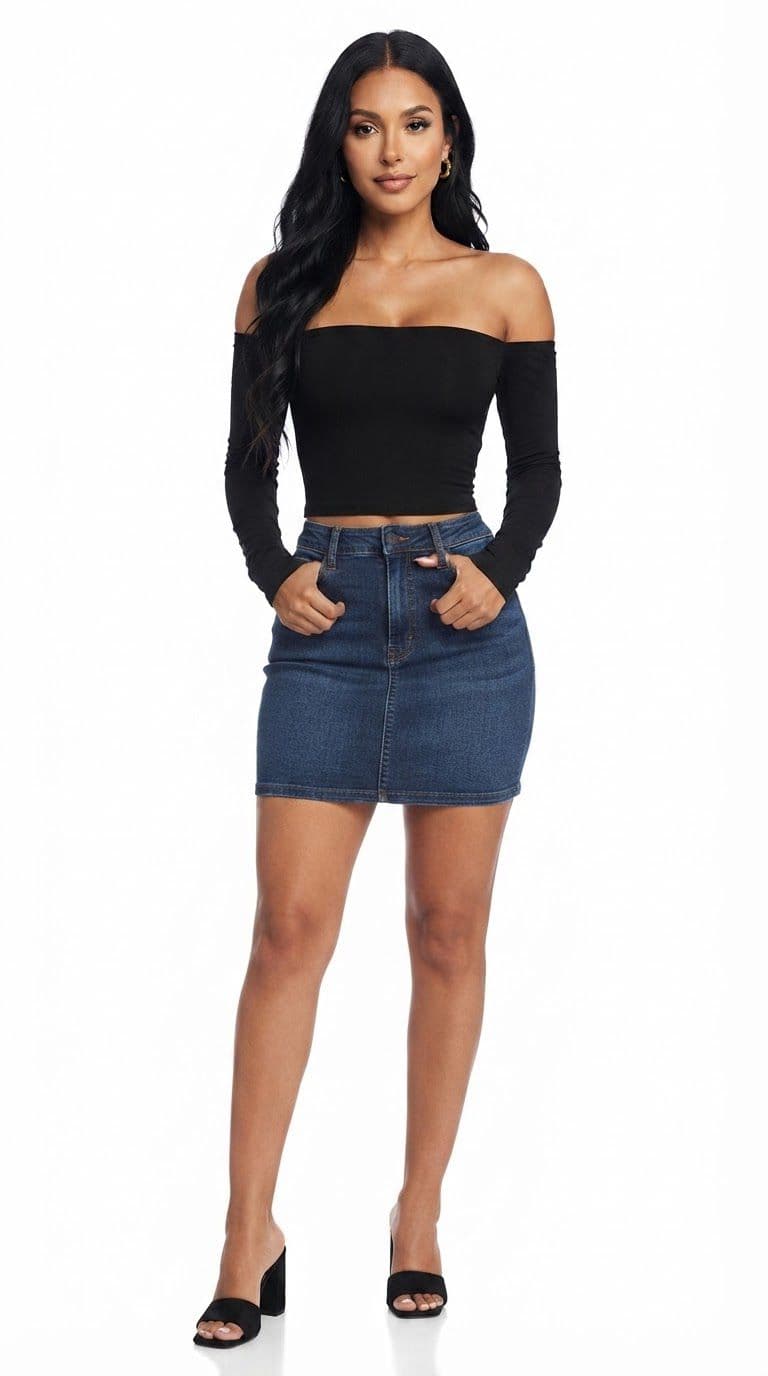 Blusa Cropped Manga Longa Ciganinha Ombro a Ombro
